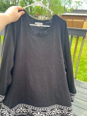 Studio Works Black Knit Top with White Label Detail